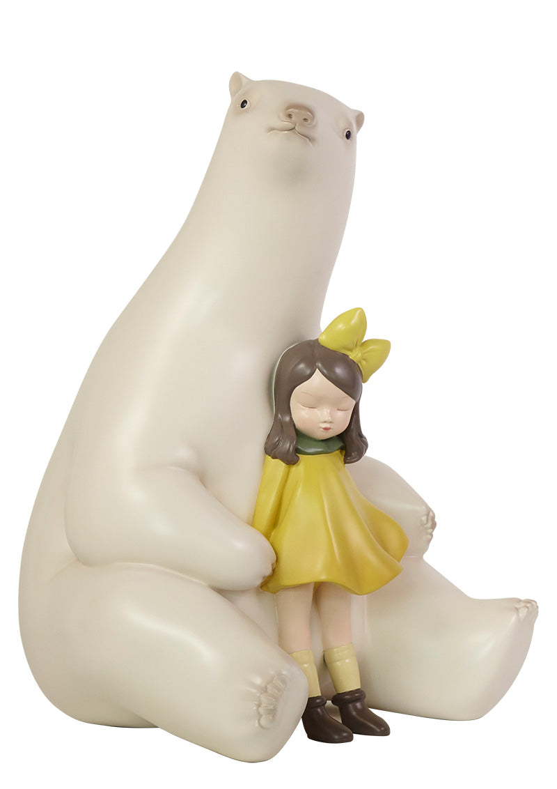 Lovely Bear · Summer Night statue of a girl and polar bear toy by Steven Jia, PVC material, 19×13.4×13.2cm dimensions.