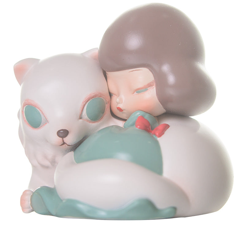 Figurine of a girl and cat toy, fairy fox theme, created by Steven Jia, 5×5.5×5.8cm.