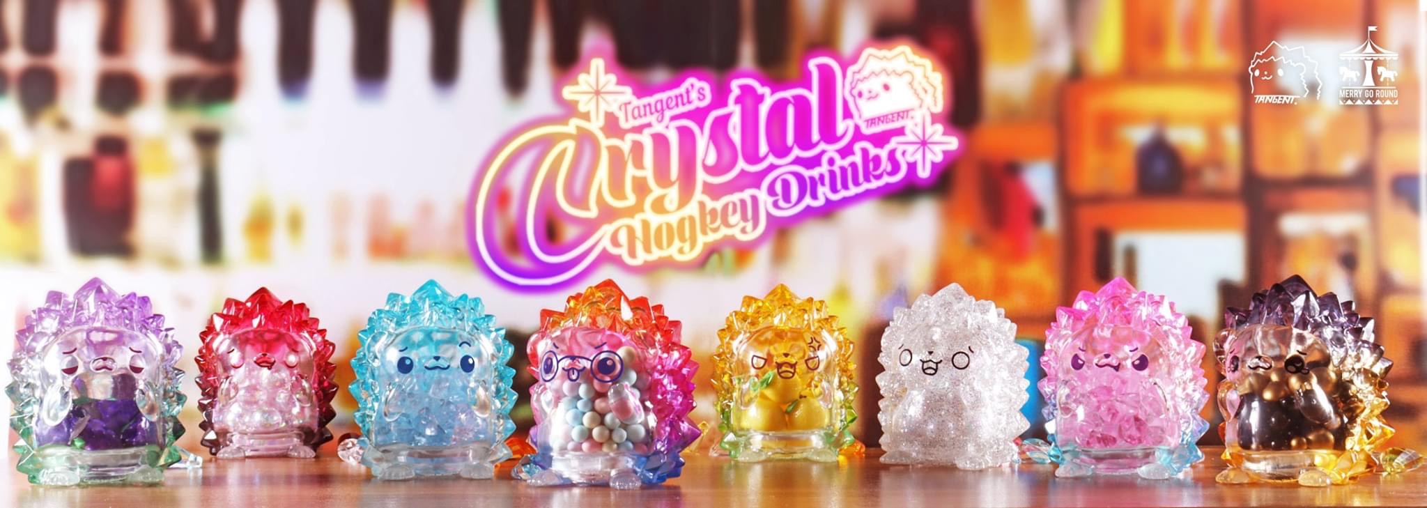 Plastic toy figures from Tangent Crystal Hogkey Drinks Blindbox Series, including basic characters and a chase character, with sizes and materials detailed in the product description.