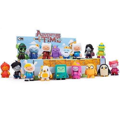 Adventure Time blind box with various vinyl toy characters from the Cartoon Network series.