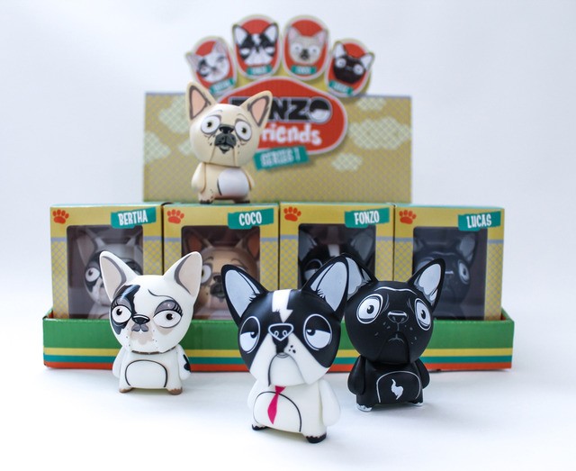 Fonzo & Friends toy figurines by Strangecat Toys, featuring a group of small dog and cat characters.