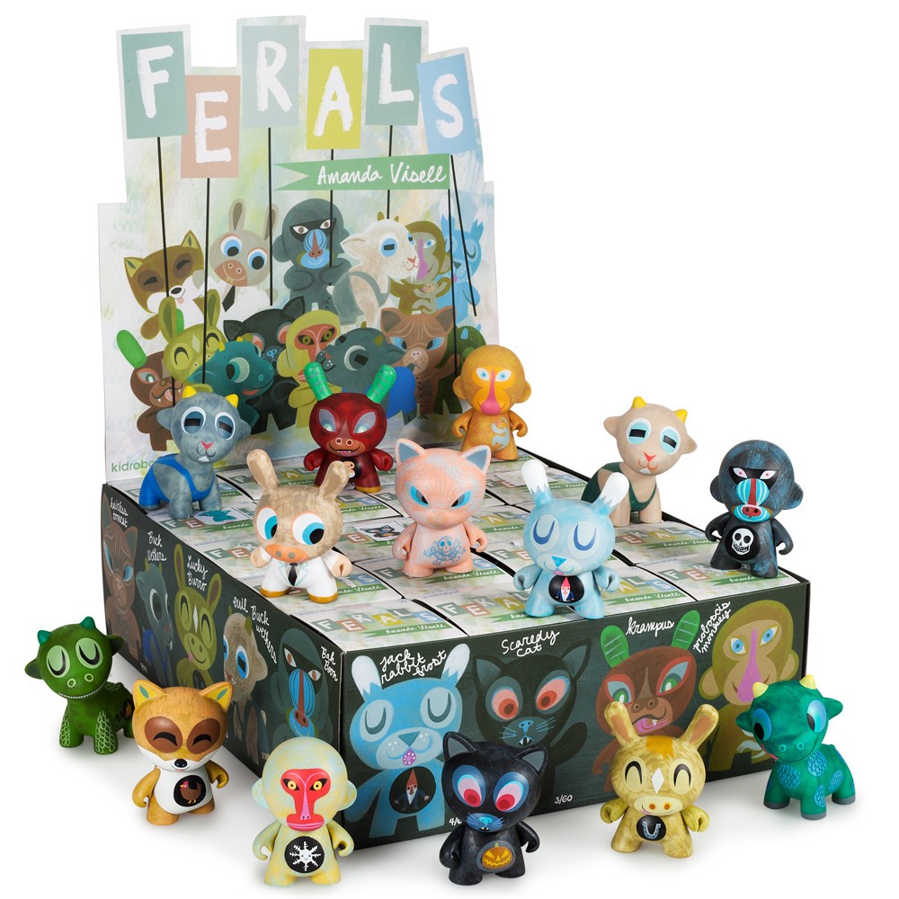 Ferals Mini Series: Case of 20 - A group of cute toy animals from Kidrobot's collection.